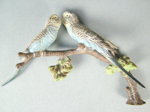 Appraisal: A cold painted bronze group of two blue and white