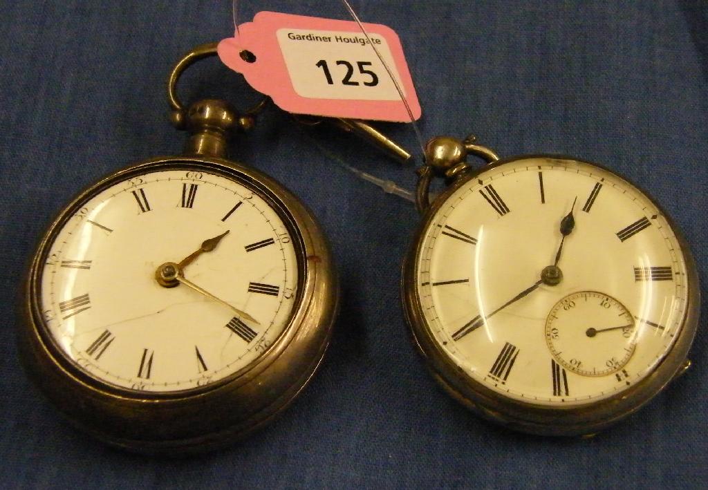 Appraisal: Silver fusee verge pair cased pocket watch hallmarked London the