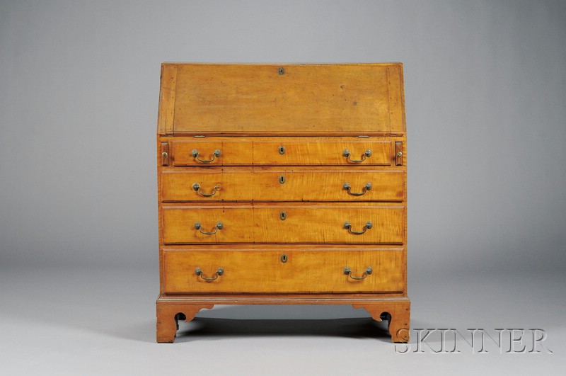 Appraisal: Chippendale Tiger Maple Slant-lid Desk New England late th century