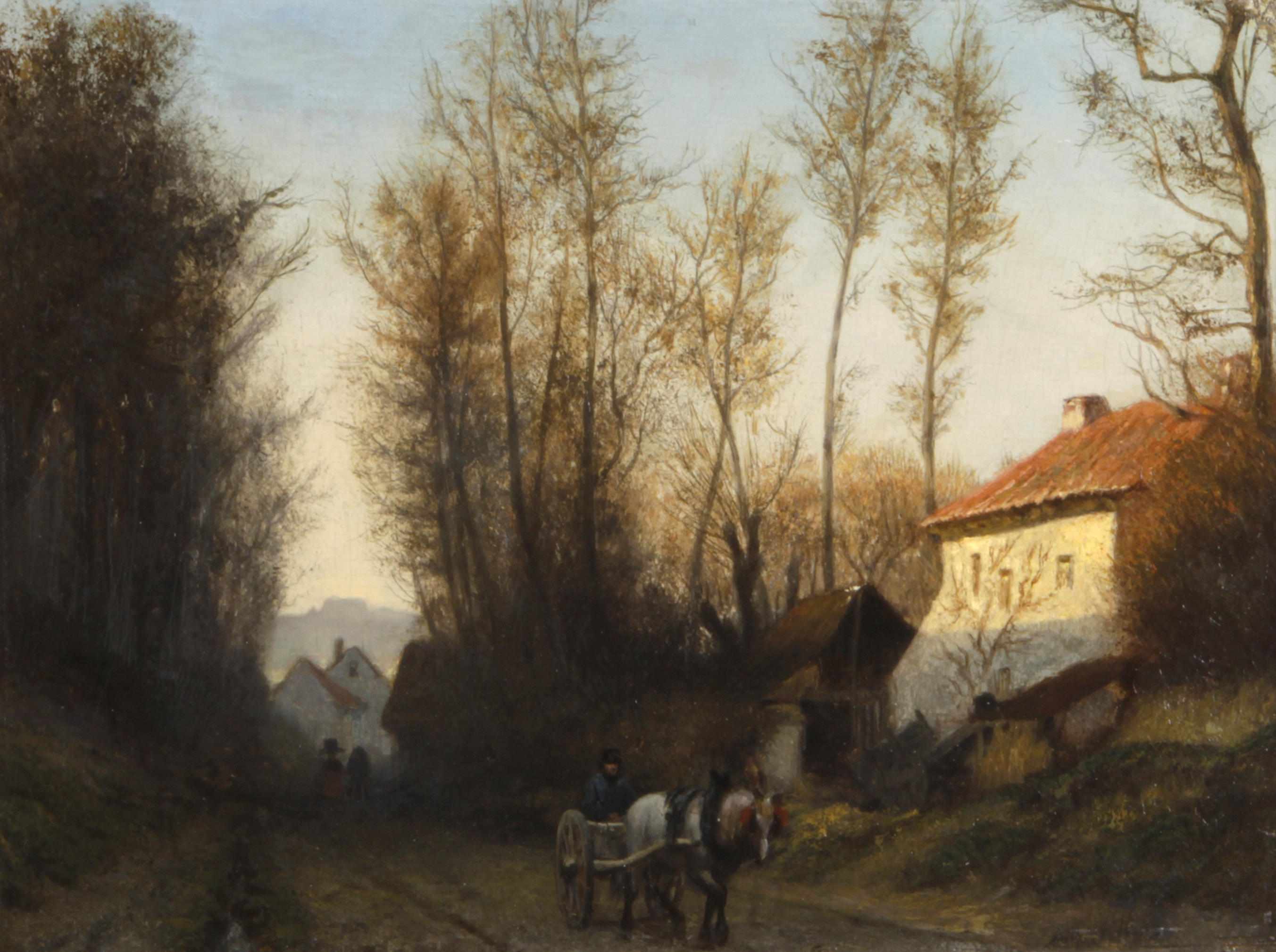 Appraisal: Attributed to Adolf Alexander Dillens Belgian - A road near