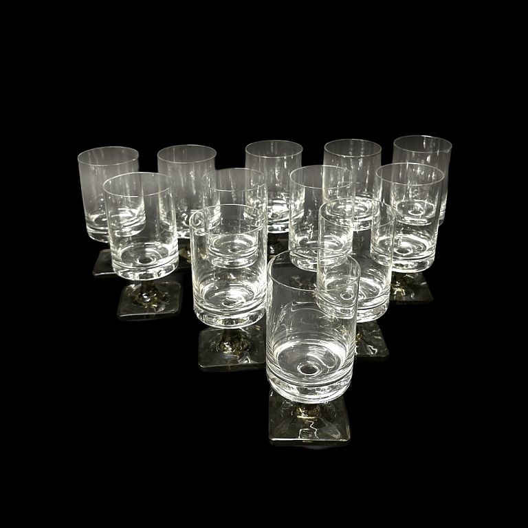 Appraisal: Eleven Art Glass Glasses Eleven Art Glass Glasses SIgned Measures