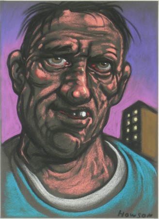 Appraisal: PETER HOWSON SCOTTISH B MALE HEAD Signed pastel cm x