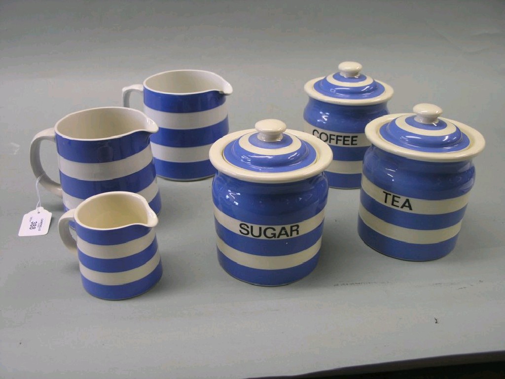 Appraisal: T G Green kitchen ceramics set of three blue and