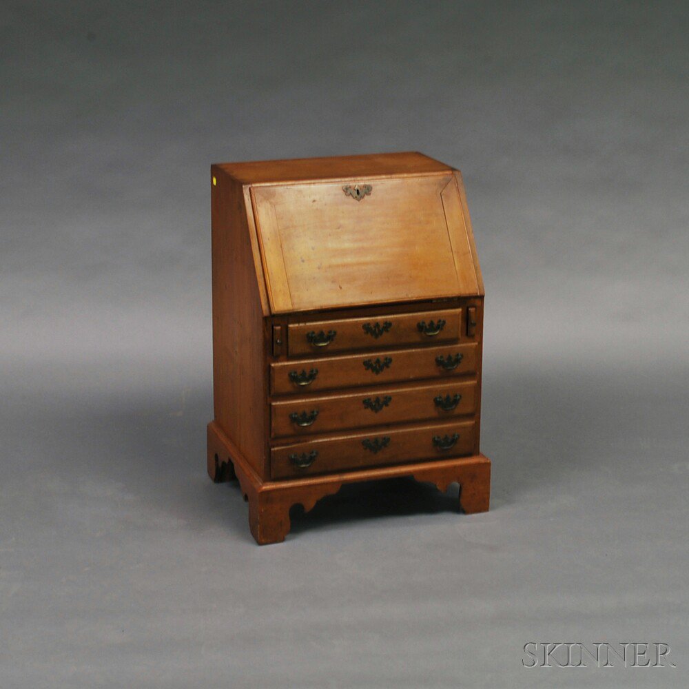 Appraisal: Queen Anne-style Child's Cherry and Maple Slant-lid Desk the interior