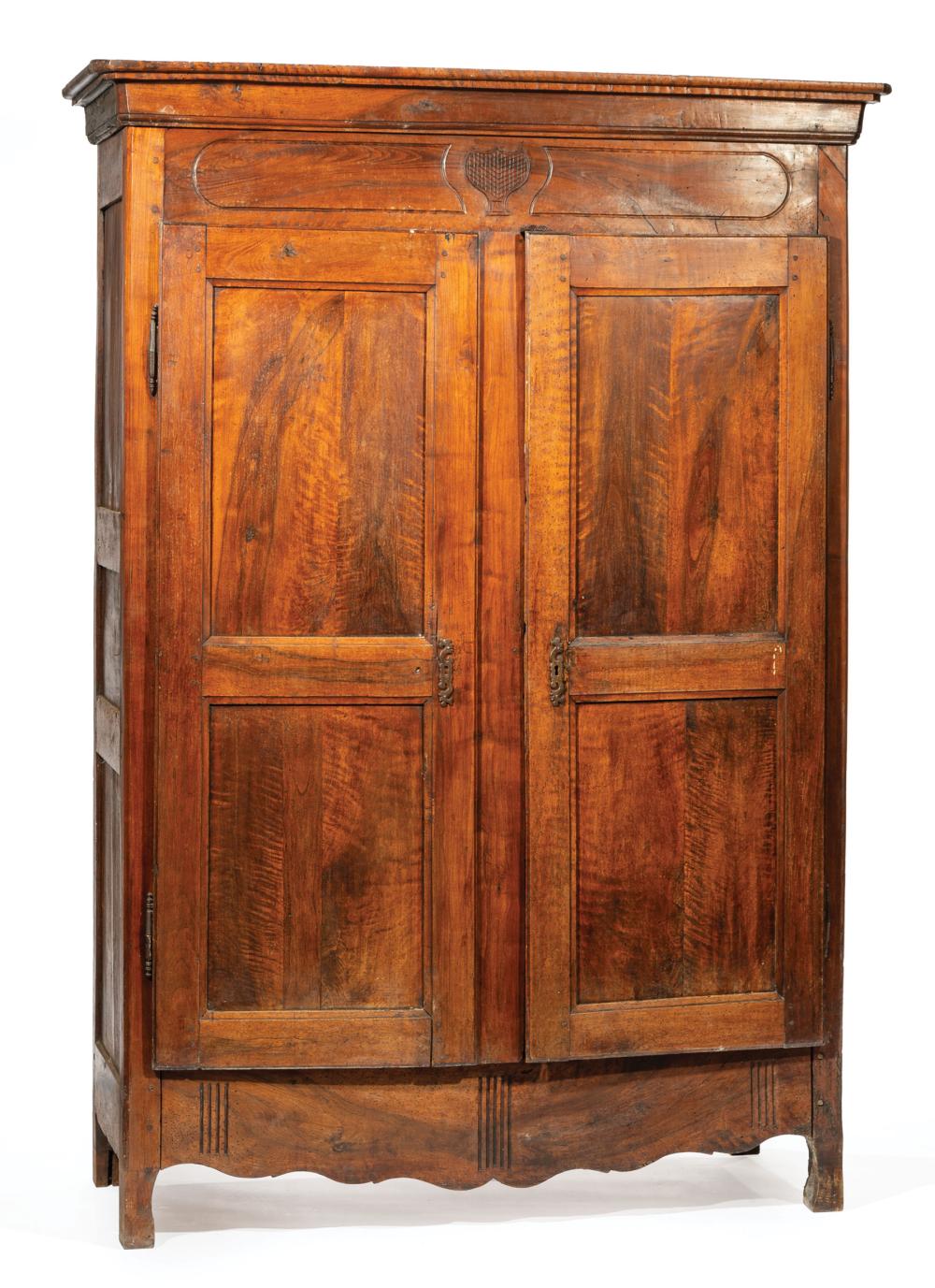 Appraisal: French Provincial Fruitwood Armoire late th early th c molded