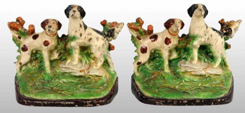 Appraisal: Cast Iron Setter Bookends Description Made by Hubley and numbered