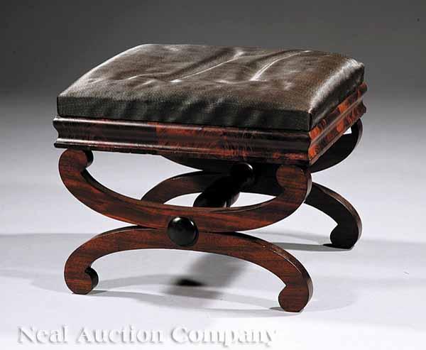 Appraisal: An American Classical Mahogany Curule Footstool c Philadelphia rectangular seat