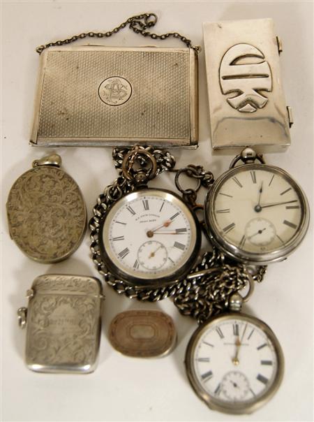 Appraisal: A collection of small silver to include three open faced