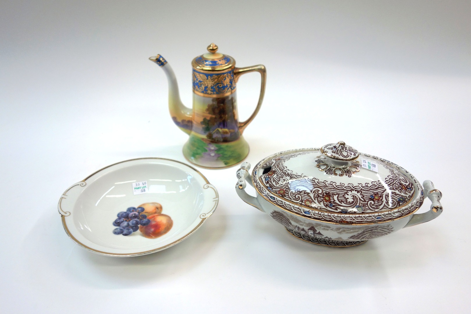 Appraisal: A Noritake coffee service painted with a country landscape scene