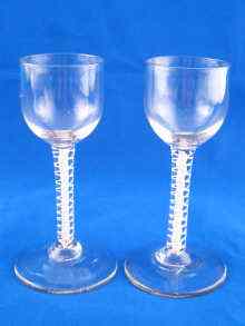 Appraisal: A pair of th century wine glasses with bucket bowls