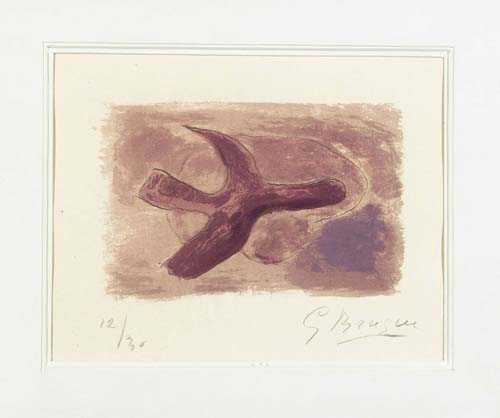 Appraisal: BRAQUE GEORGES L'oiseau mauve Lithograph Signed lower right G Braque