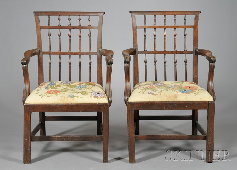 Appraisal: Pair of George III Mahogany Armchairs likely North Counties late