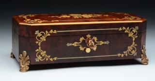 Appraisal: Reuge Air Cylinder Music Box Burled walnut case with decorative