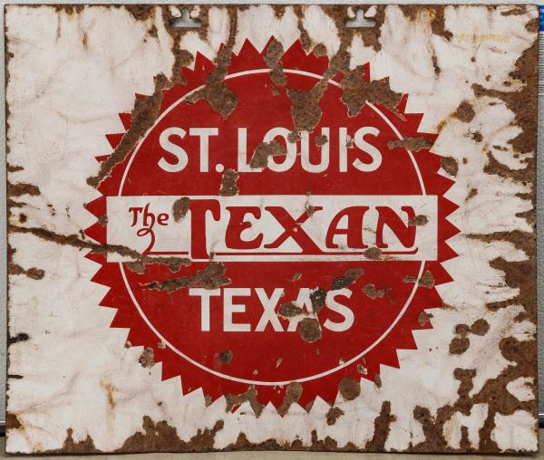 Appraisal: MISSOURI PACIFIC RR PORCELAIN SIGN FOR THE TEXANThe rare but