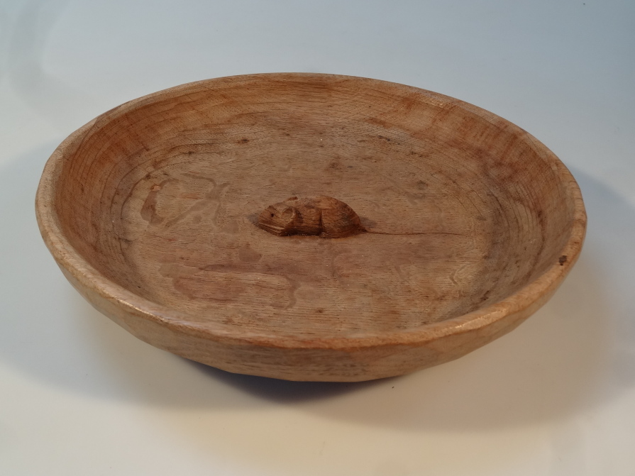 Appraisal: A mid thC Robert Thompson Mouseman oak fruit bowl the