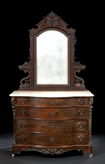 Appraisal: American Rococo Revival Rosewood Dressing Bureau third quarter th century