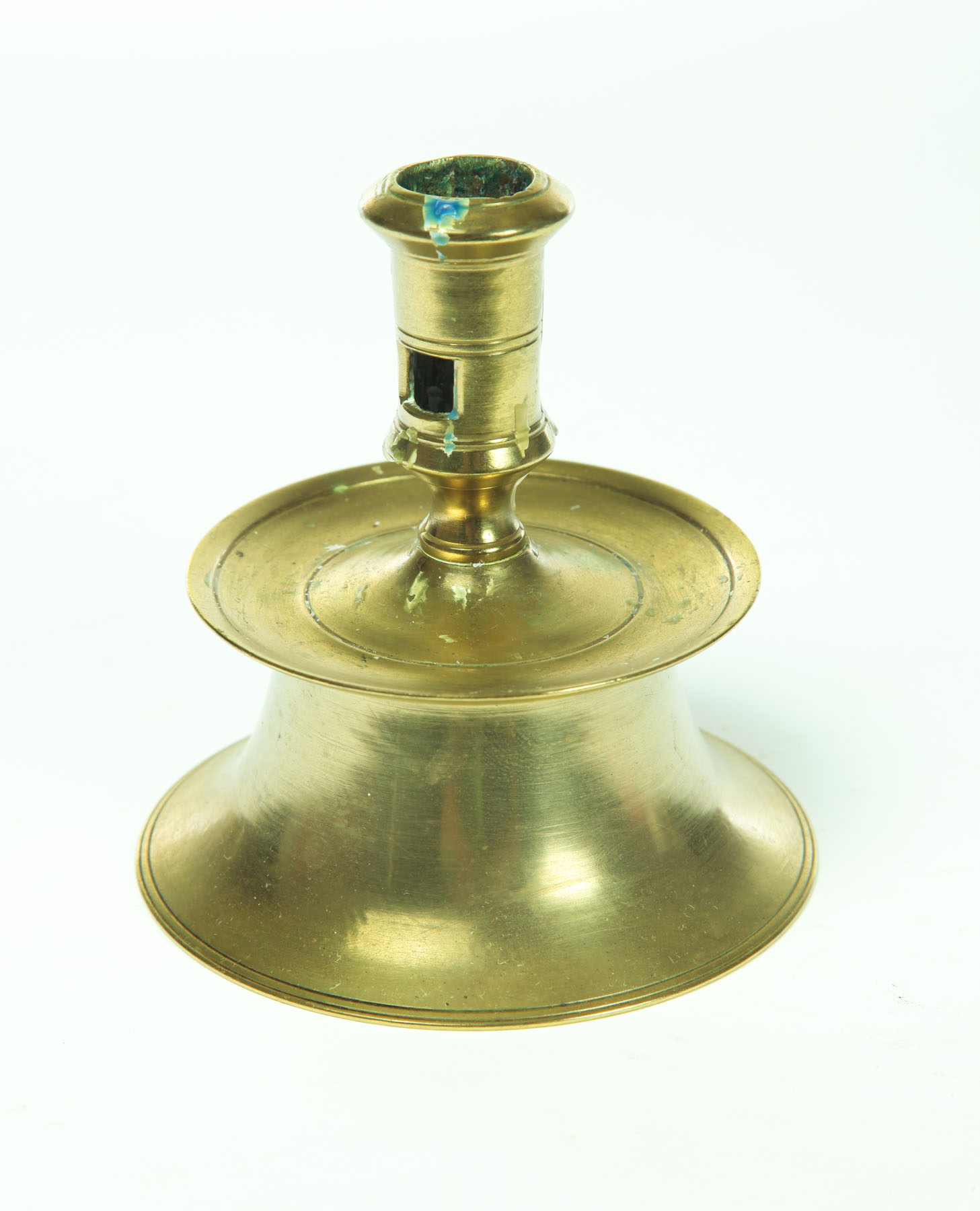 Appraisal: BRASS CAPSTAN CANDLESTICK Probably Spain th century or earlier Extractor