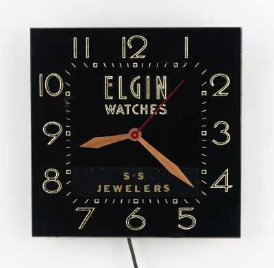 Appraisal: Elgin jewelers Clock S S Jewelers Reverse painted glass Elgin