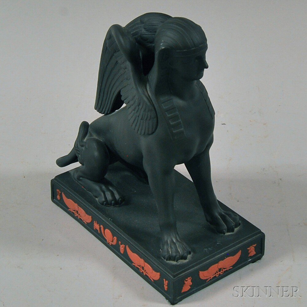 Appraisal: Wedgwood Modern Black Basalt Sphinx formed as the figure of