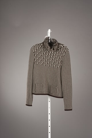 Appraisal: Brown grayish green stripe cashmere swirl knit sweater designer unknown