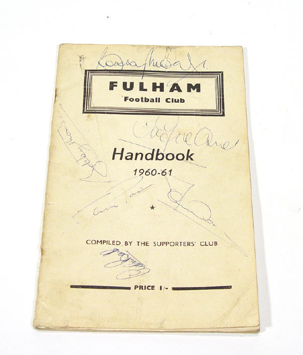 Appraisal: Fulham Football Club handbook with autographs