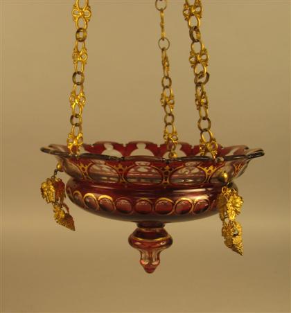 Appraisal: Czech Ruby glass pendant ceiling light late th century Diam