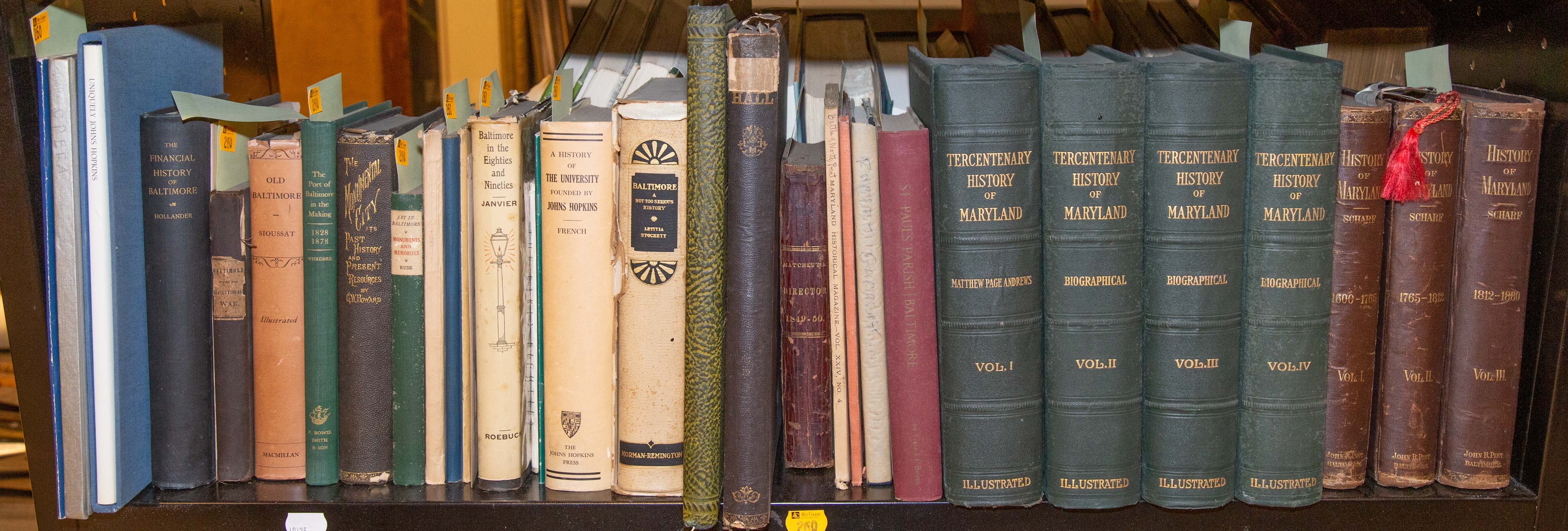 Appraisal: SELECTION OF BOOKS ON MARYLAND HISTORY Approximately volumes including titles