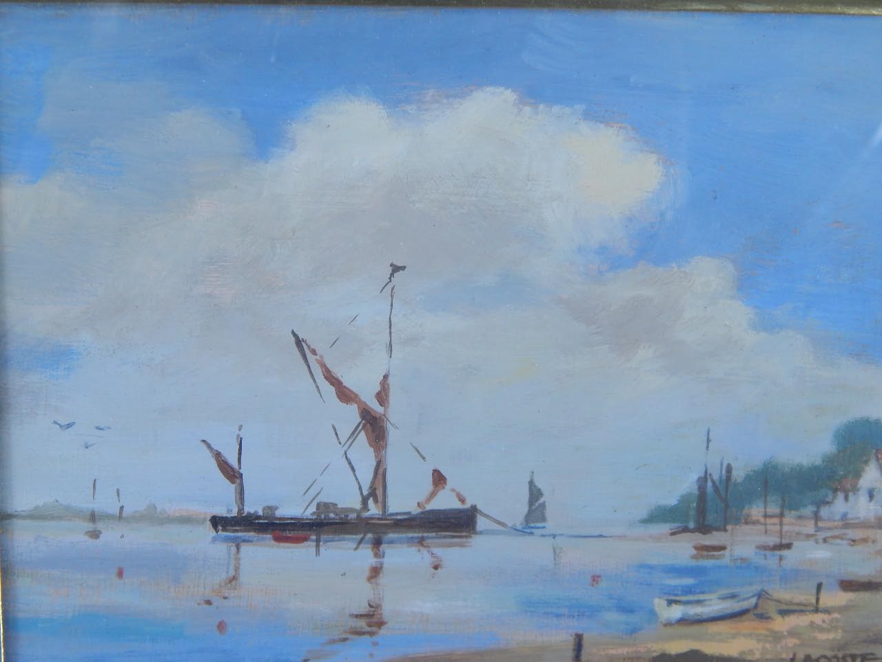 Appraisal: Gerald Lacoste thC A Thames barge at Pinmill oil on