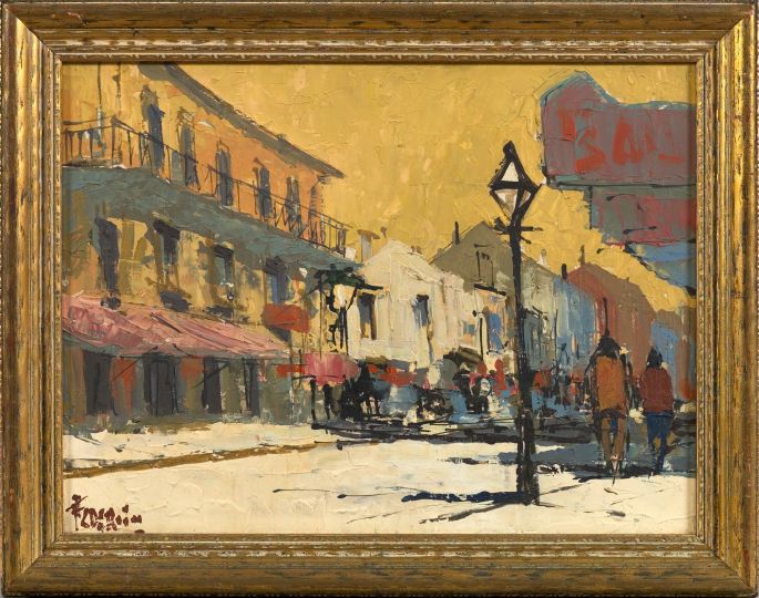 Appraisal: New Orleans School th Century Street Scene French Quarter New