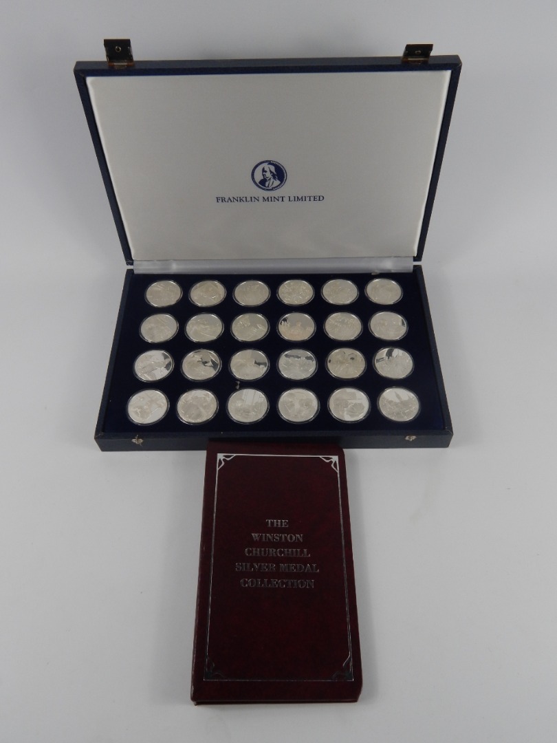 Appraisal: A Franklin Mint Winston Churchill Silver Medal Collection twenty four