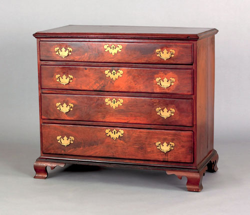 Appraisal: Pennsylvania Chippendale walnut chest of drawers ca with four drawers