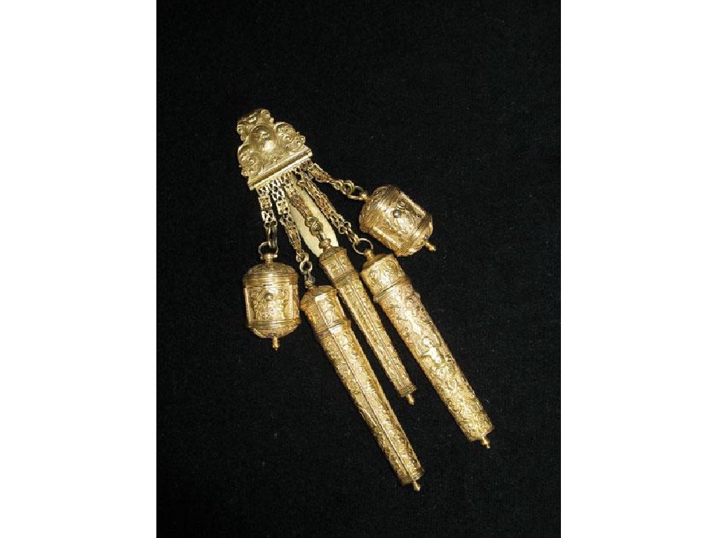 Appraisal: A LATE TH CENTURY GILT METAL CHATELAINE of th century