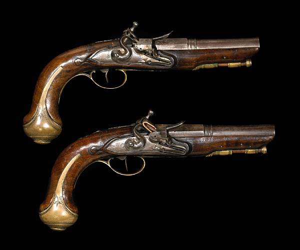 Appraisal: A pair of continental flintlock traveling pistolsprobably French fourth quarter