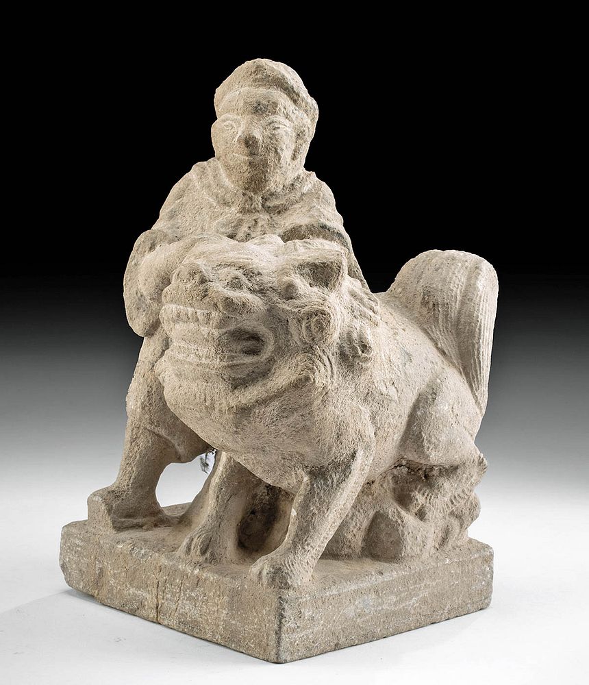 Appraisal: th C Chinese Qing Dynasty Stone Figure with Foo Dog