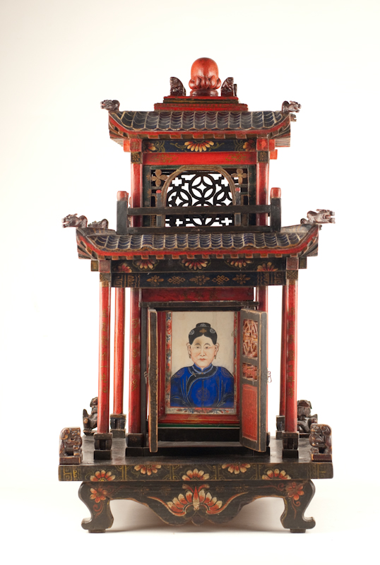 Appraisal: A Large L th C Chinese Household Shrine laquered black