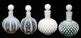 Appraisal: OPALESCENT AND MILK GLASS PERFUME BOTTLES OPALESCENT AND MILK GLASS