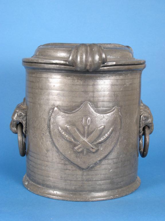 Appraisal: An th Century German antique pewter Salter with engraved hinged