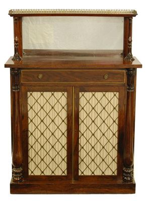 Appraisal: A William IV rosewood chiffonier the gilt brass galleried top