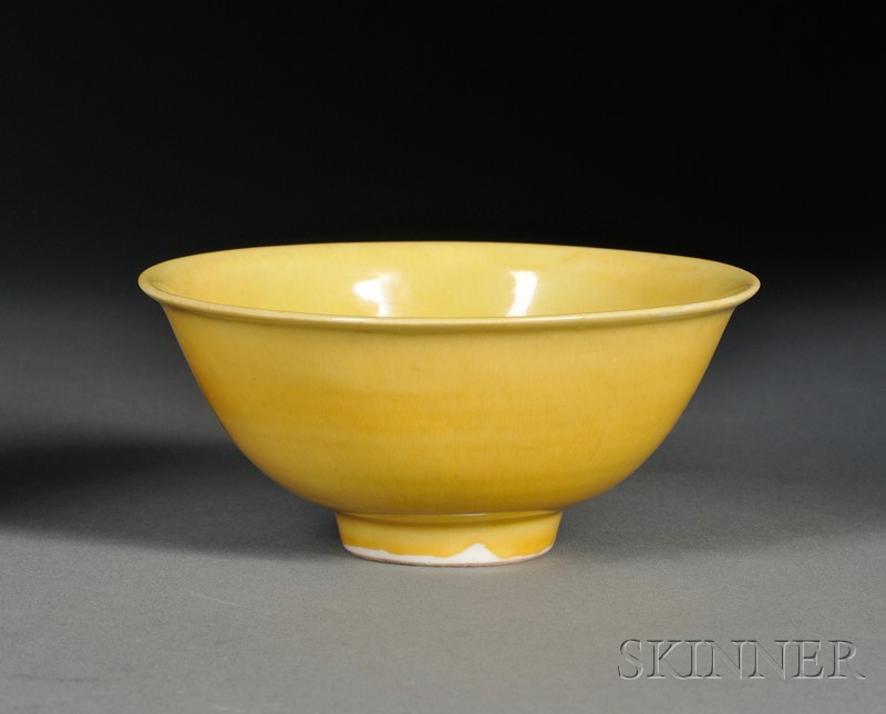 Appraisal: Imperial Yellow Bowl Ming Ch'ia Ch'ing six-character mark - and