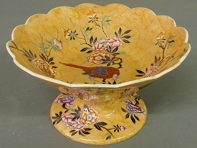 Appraisal: Spode centerpiece bowl with scalloped border and floral and bird