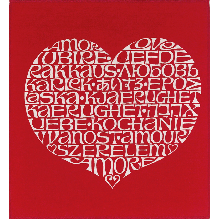 Appraisal: Alexander Girard International Love Heart fabric panel features the word