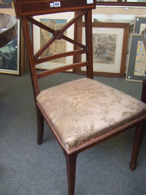 Appraisal: A set of six late th century inlaid mahogany dining