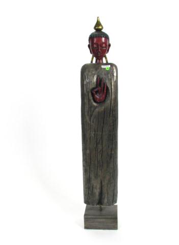 Appraisal: Carved wooden figure iconic '' high painted finish reproduction