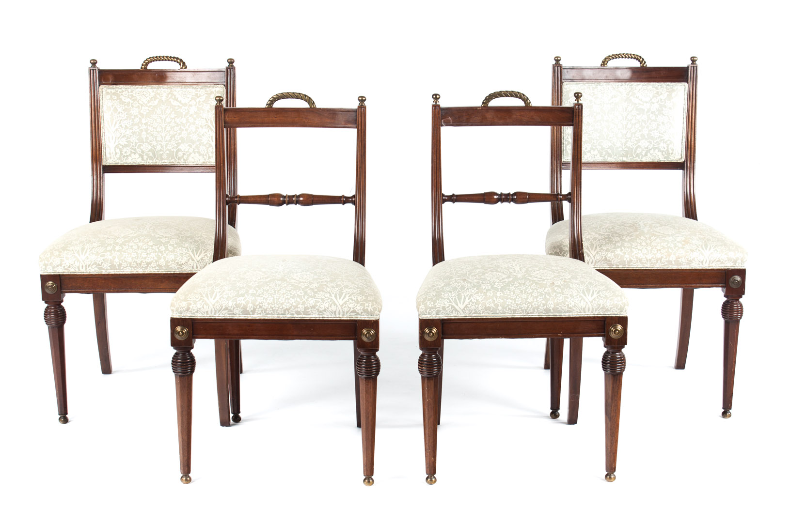 Appraisal: Four Regency style mahogany side chairs each with curved paneled