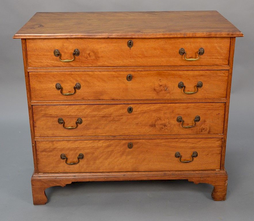 Appraisal: Chippendale four drawer chest on bracket feet height in case