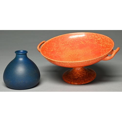 Appraisal: A Pilkington's Royal Lancastrian orange crystalline glazed comport and a