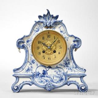 Appraisal: Tiffany Delft China Clock France c blue and white china