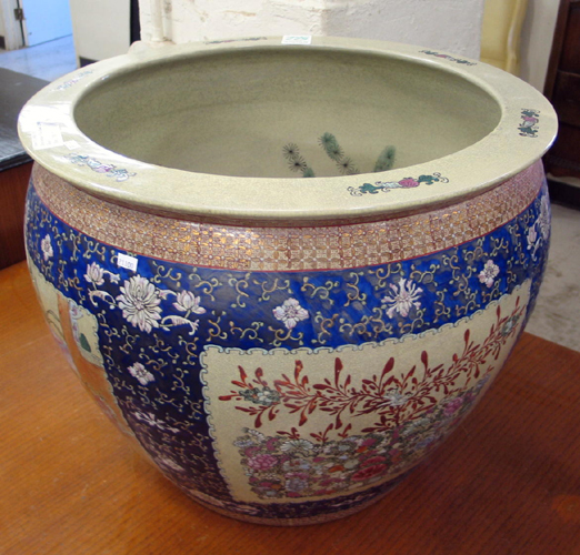 Appraisal: CHINESE PORCELAIN FISHBOWL PLANTER the exterior decorated with hand painted