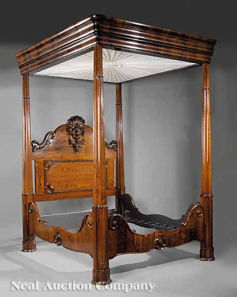 Appraisal: An American Carved Rosewood Tester Bed mid- th c New