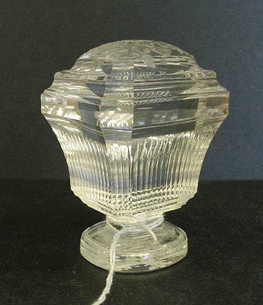 Appraisal: A cut glass desk seal late th century Engraved with